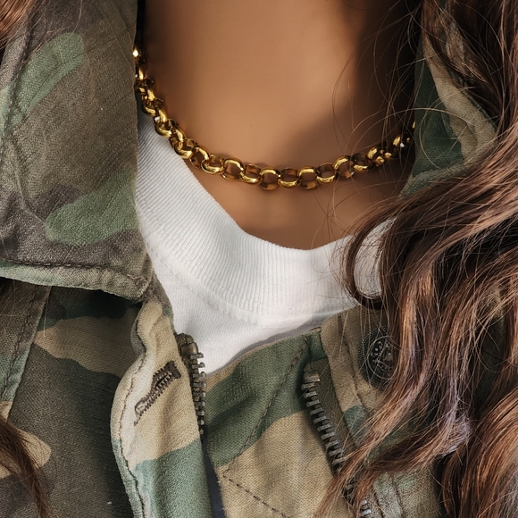 Neiman Marcus Jewelry 14K Gold plated Chanky Rolo Chain Hypoallerg - Picture 8 of 10